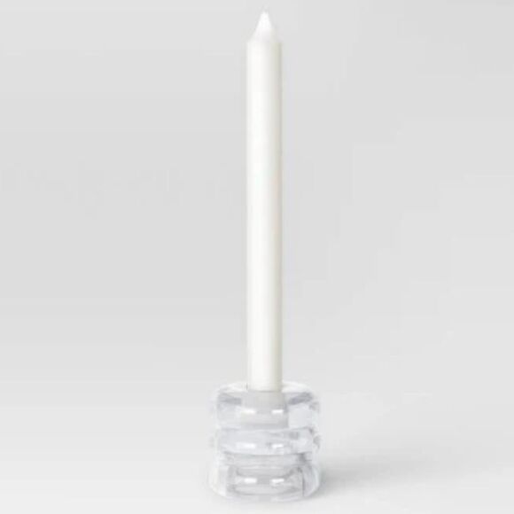 TARGET ROOM ESSENTIALS NWT 4pc bubble glass taper candle holders clear Dining - Picture 3 of 7